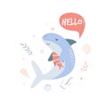 Cute shark design. Poster with adorable character Royalty Free Stock Photo