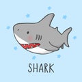 Cute Shark cartoon hand drawn style