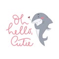 Cute shark illustration with lettering inscription