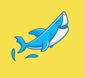cute shark laughing. cartoon animal nature concept Isolated illustration. Flat Style suitable for Sticker Icon Design Premium Logo Royalty Free Stock Photo