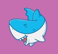 cute shark laughing so hard. cartoon animal nature concept Isolated illustration. Flat Style suitable for Sticker Icon Design Royalty Free Stock Photo