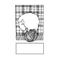 Cute sheep on a ball of thread, logo or emblem for knitting, wool & cotton materials