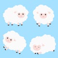 Cute Sheep Cartoon Set on Blue Royalty Free Stock Photo