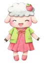 Cute sheep cartoon watercolor 1 Royalty Free Stock Photo