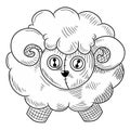 Cute sheep doll vector sketching