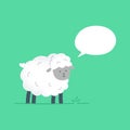 A cute sheep with an empty speech bubble. Vector flat illustration. Royalty Free Stock Photo