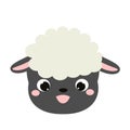 Cute sheep face. Cartoon kawaii lamb animal icon