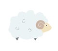 Cute sheep in flat style. Cute domestic animals cartoon sticker or icon Royalty Free Stock Photo
