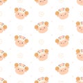 Cute sheep with flower crown seamless pattern background Royalty Free Stock Photo