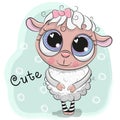 Cute Sheep girl on a blue background Royalty Free Stock Photo