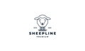 Cute sheep or goat line logo design