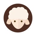 Cute sheep head animal cartoon block and flat icon