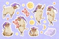 Cute sheep in nightcap, cartoon animal stickers