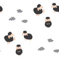 Cute Sheep Seamless Pattern, Cartoon Background vector Illustration Royalty Free Stock Photo