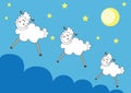 Cute sheeps over night sky Royalty Free Stock Photo