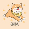 Cute Shiba cartoon hand drawn style