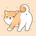 Cute shiba inu dog looking back cartoon hand drawn style Royalty Free Stock Photo