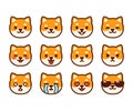 Cute Shiba Inu emoji set Royalty Free Stock Photo