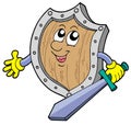 Cute shield with sword Royalty Free Stock Photo