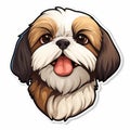 Shih Tzu Dog Face Sticker Icon - Free Vector Illustration Royalty Free Stock Photo
