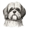 Cute Shih Tzu Portrait: A Unique Blend Of Traditional And Hyperrealistic Illustrations