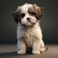 cute shih tzu puppy on grey background