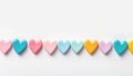 Cute shiny hearts with copy space on white
