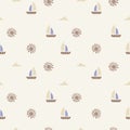 Cute ship seamless pattern background
