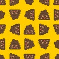 Cute shit Cartoon pattern seamless. Kawaii turd background. Children cloth texture