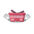 Cute shopping basket cartoon mascot style with Tongue out