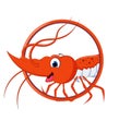 Cute shrimp cartoon with background