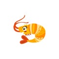 Cute shrimp sea creature hand drawn vector Illustration