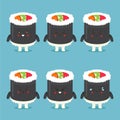 Cute Shusi Roll with Speech Bubbles Royalty Free Stock Photo