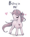 Cute shy pink unicorn