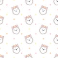 Cute siberian husky with flower crown seamless pattern background