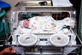 Cute sick baby in incubator Royalty Free Stock Photo