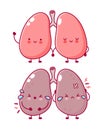 Cute sick and healthy lungs