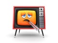 Cute sick TV emoticon with thermometer