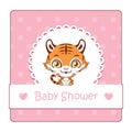 Cute sign for baby shower with tiger