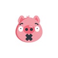 Cute silence emoji flat icon Royalty Free Stock Photo
