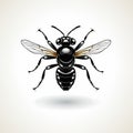 Cute Silhouette Of A Black Wasp - Vector Illustration