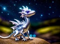 Cute silver baby dragon created with Generative AI