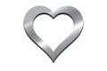 Cute different silver metallic platinum love heart with clear center on a white or clear transparent background Royalty Free Stock Photo