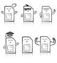 A cute sim cards black and white set Royalty Free Stock Photo