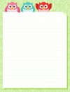 Cute Simple Cartoon Patterned Owls, Stationery Template