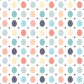 Cute simple Easter seamless pattern. Easter eggs and hearts in pastel colors.