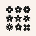 Cute simple flowers, basic floral shapes silhouettes for design