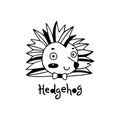 Cute, simple hedgehog face cartoon style. Vector illustration