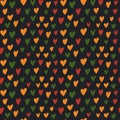 Cute simple Kwanzaa, Black History Month, Juneteenth seamless pattern with hand drawn hearts in traditional African