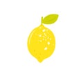Cute simple lemon isolated on white background. Hand drawn flat cartoon vector illustration